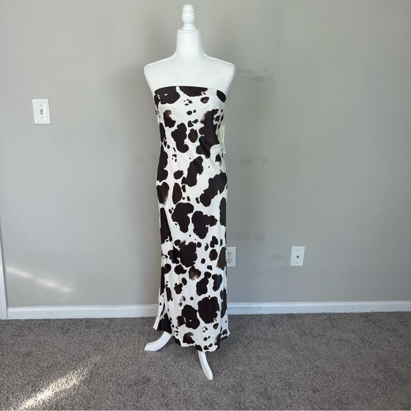 NWT BY ANTHROPOLOGIE SATIN MIDI SLIP DRESS COW PRINT SIZE SMALL - Picture 7 of 16
